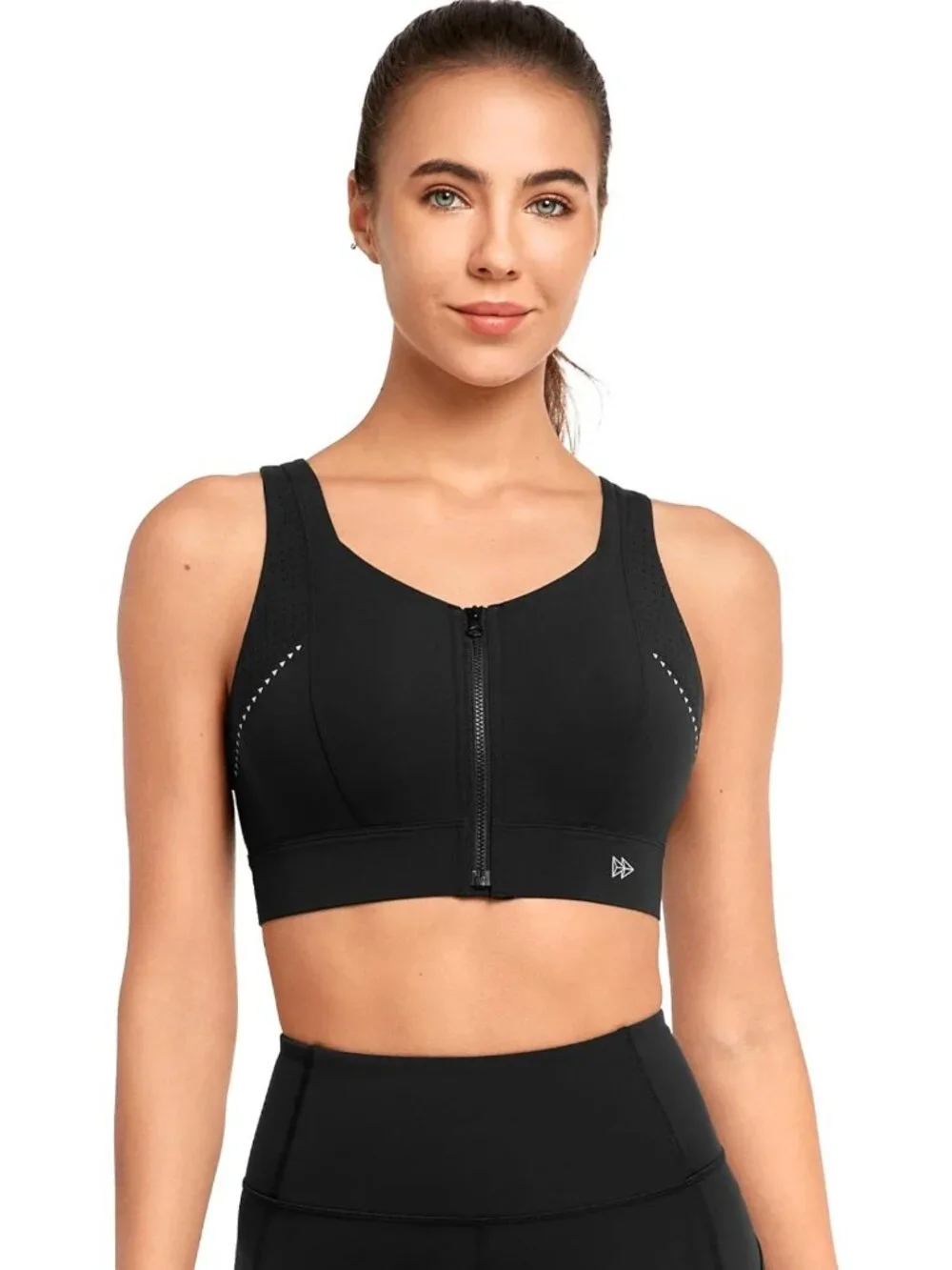 High Support Zip Sports Bra - Adjustable Straps, Comfortable Fit, Workout
